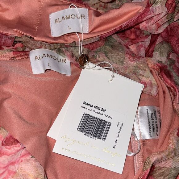 NWT Alamour The Label 2-Piece Shailee Midi Set Large Pink Floral - Picture 14 of 16